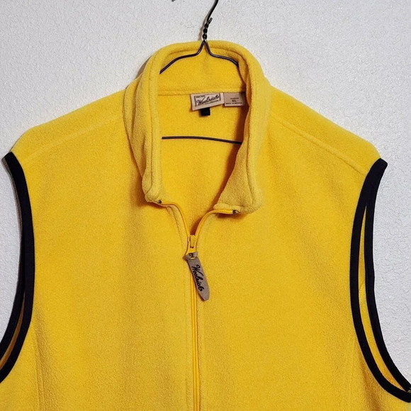 Woolrich Womens XL Polartec Fleece Vest Yellow Black Trim Polyester - Picture 3 of 6